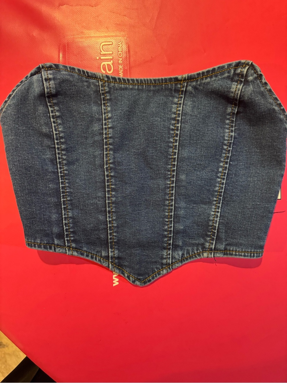 Princess Polly Dark Blue Denim Bustier Top
